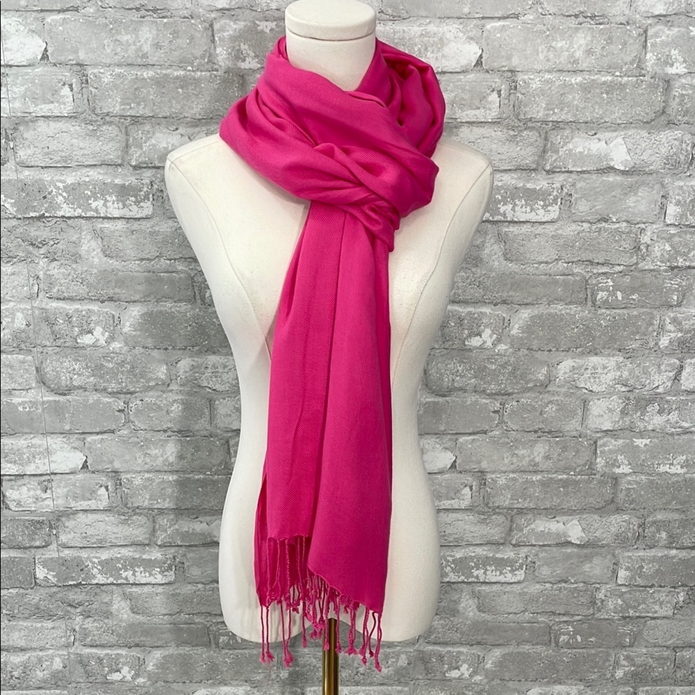 Elegant Fringe Pink Scarf